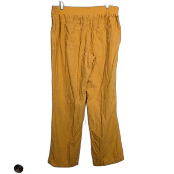 Per Se Pull On Drawstring Linen Blend Pants Yellow Gold Women's L - Picture 2 of 11